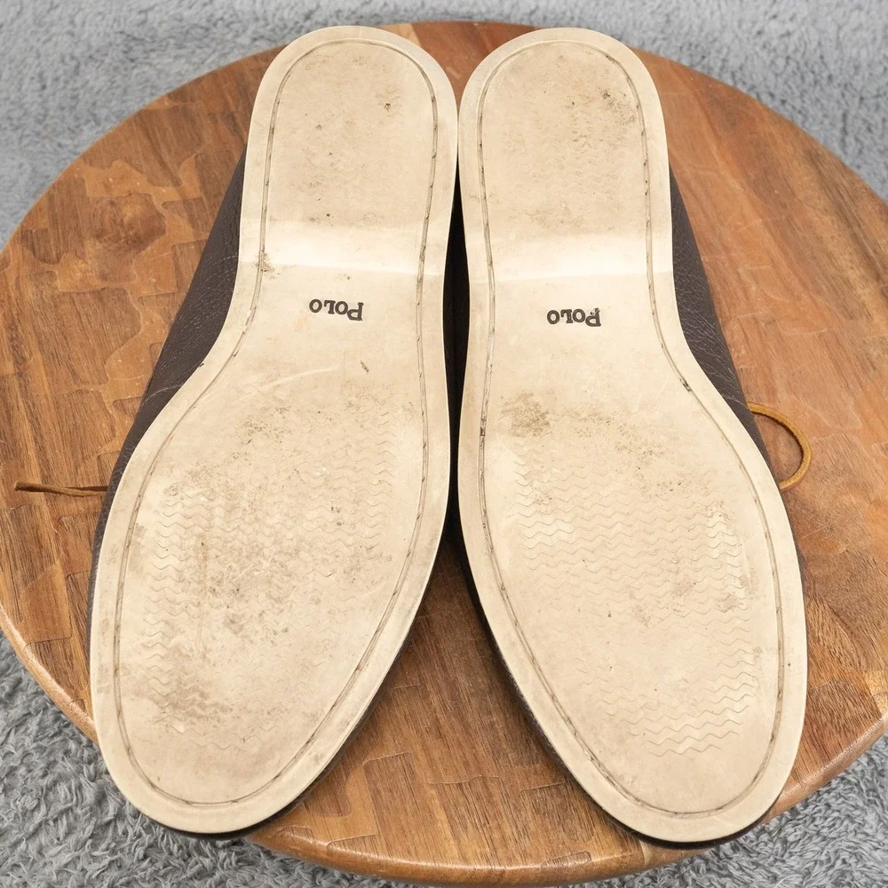 Polo Ralph Lauren Bienne II Men's Brown Leather Slip-On Boat Shoes, Size 11 D
